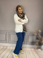 شلوار طرح جین آبی کمر کش بگ بند دار