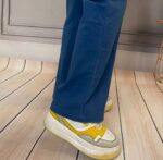 شلوار طرح جین آبی کمر کش بگ