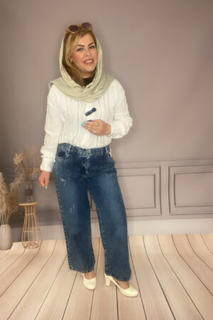 شلوار جین واید لگ آبی زنانه