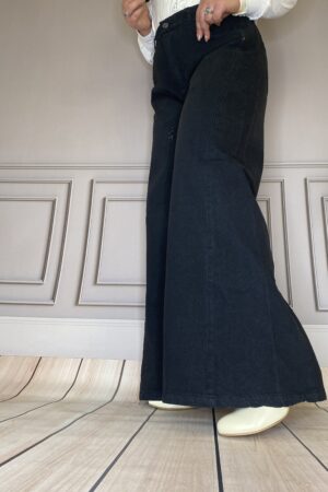 شلوار جین شافل بگ رنگ مشکی ساده